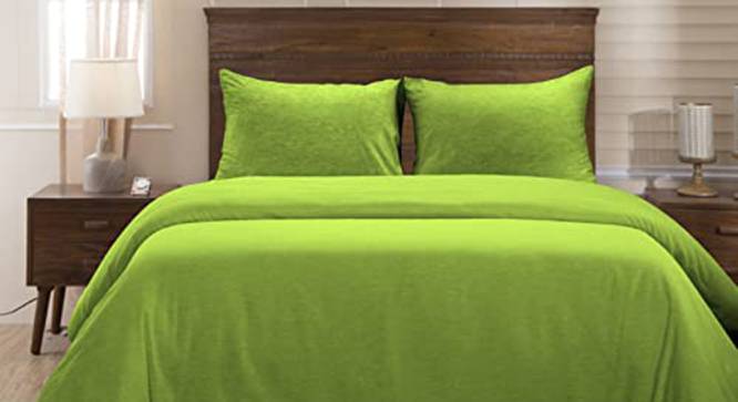 Emilio Green Solid 150 TC Microfibre Double Bed Duvet Cover with 2 Pillow Covers (Green, Double Size) by Urban Ladder - Cross View Design 1 - 604638