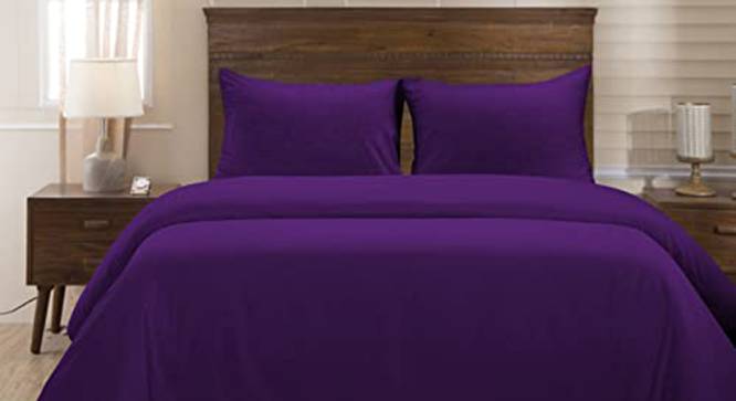 Emme Purple Solid 150 TC Microfibre Double Bed Duvet Cover with 2 Pillow Covers (Purple, Double Size) by Urban Ladder - Cross View Design 1 - 604639