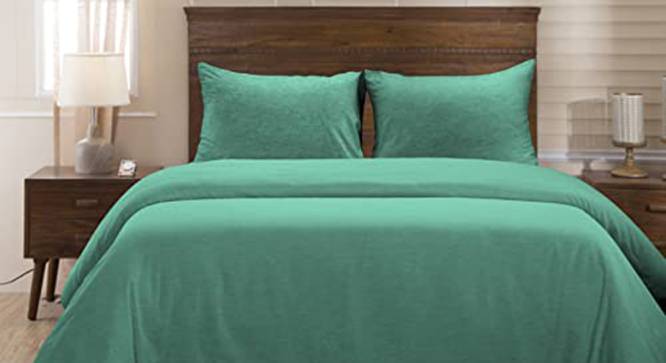 Erryn Green Solid 150 TC Microfibre Double Bed Duvet Cover with 2 Pillow Covers (Green, Double Size) by Urban Ladder - Cross View Design 1 - 604642