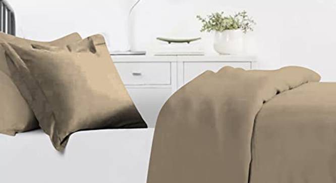 Elvis Beige Solid 150 TC Microfibre Double Bed Duvet Cover with 2 Pillow Covers (Beige, Double Size) by Urban Ladder - Front View Design 1 - 604648