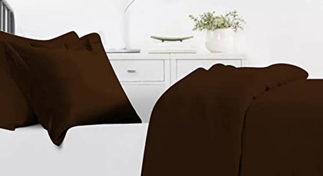Erton Brown Solid 150 TC Microfibre Double Bed Duvet Cover with 2 Pillow Covers (Brown, Double Size) by Urban Ladder - Front View Design 1 - 604657
