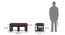 Altura Coffee Table with Nested Stools (Two-Tone Finish) by Urban Ladder - Dimension Design 1 - 