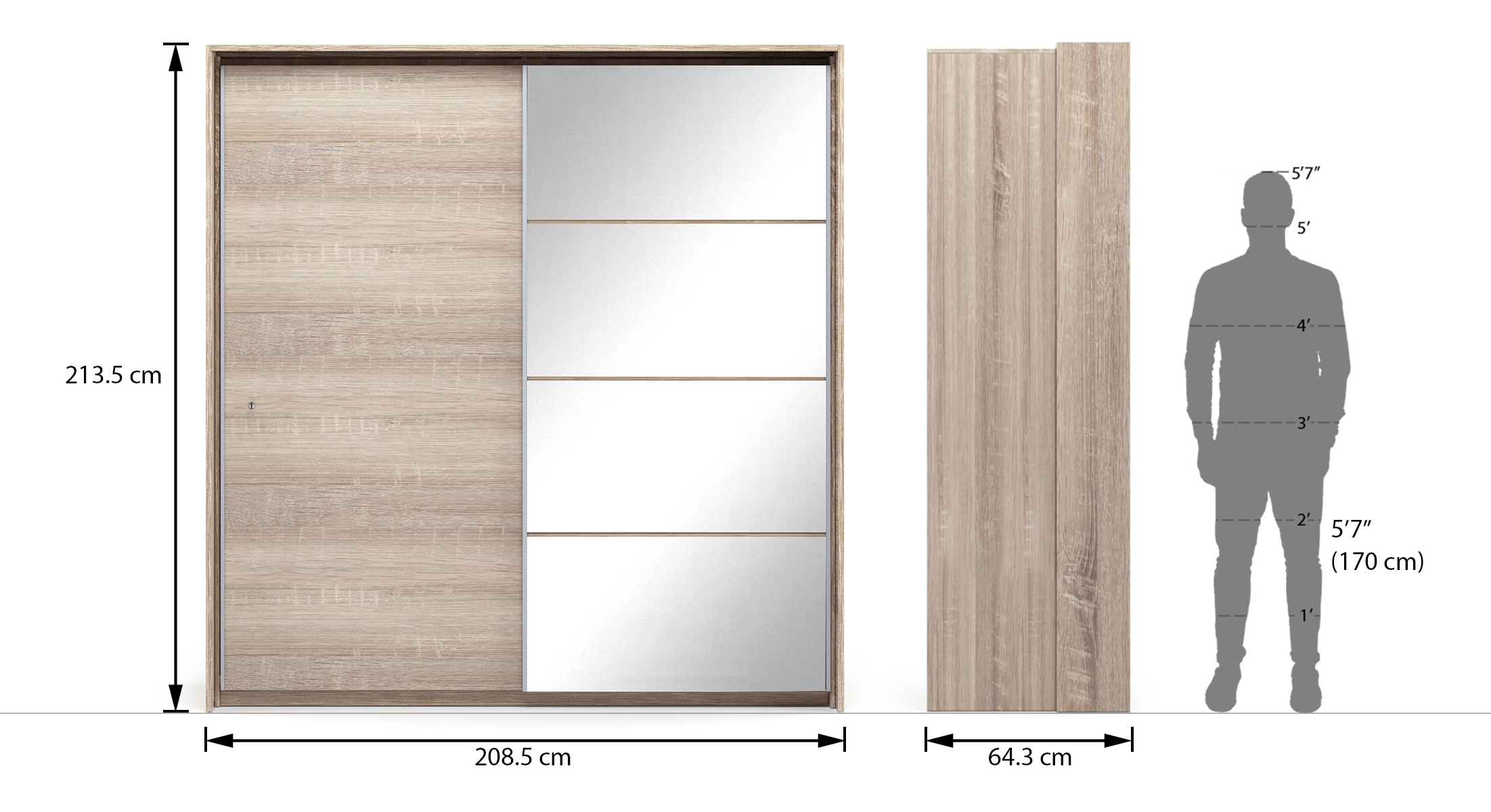 Loretta sliding door wardrobe son oak sil gy 8