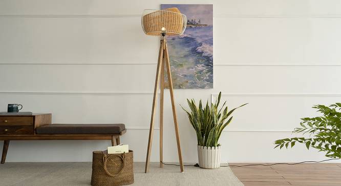Juniper natural & white Floor Lamps With Natural Iron Base (White) by Urban Ladder - Front View Design 1 - 605742