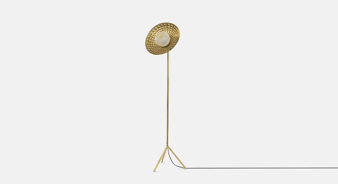 Millie gold Floor Lamps With Gold Iron Base (White) by Urban Ladder - Front View Design 1 - 605746