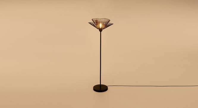 Hayes Black Floor Lamps With Black Iron Base (Gold) by Urban Ladder - Design 1 Side View - 605780