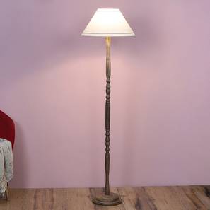 Lighting In Surat Design Aggie White Fabric Shade Floor Lamp With White Mango Wood Base (White)