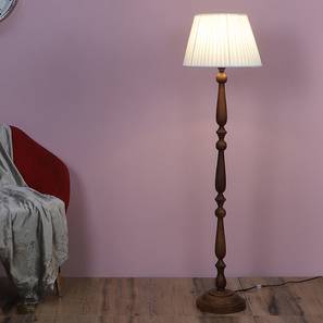 Lighting In Surat Design Amie White Fabric Shade Floor Lamp With White Mango Wood Base (White)