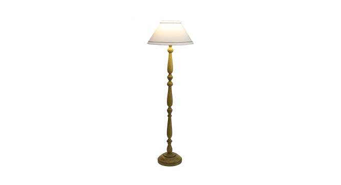 Aires White Fabric Shade Floor Lamp With White Mango Wood Base (White) by Urban Ladder - Front View Design 1 - 605867