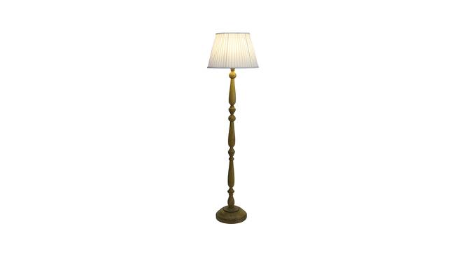 Alfie White Fabric Shade Floor Lamp With White Mango Wood Base (White) by Urban Ladder - Front View Design 1 - 605868