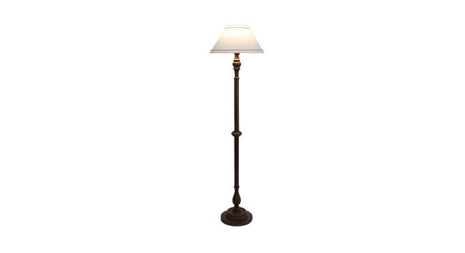 Allie White Fabric Shade Floor Lamp With White Mango Wood Base (White) by Urban Ladder - Front View Design 1 - 605869