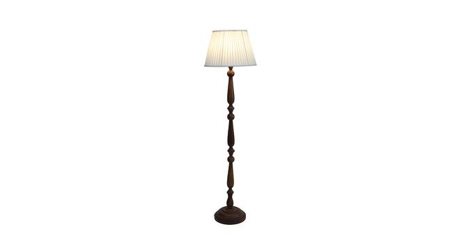 Amie White Fabric Shade Floor Lamp With White Mango Wood Base (White) by Urban Ladder - Front View Design 1 - 605872