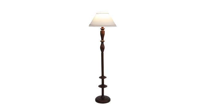 Amos White Fabric Shade Floor Lamp With White Mango Wood Base (White) by Urban Ladder - Front View Design 1 - 605874