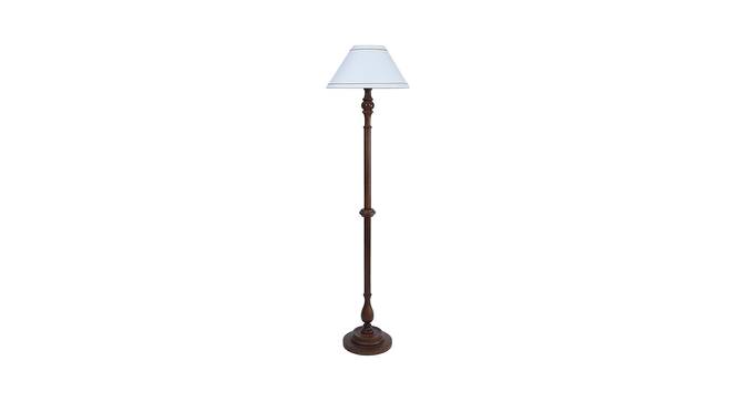 Allie White Fabric Shade Floor Lamp With White Mango Wood Base (White) by Urban Ladder - Design 1 Side View - 605888