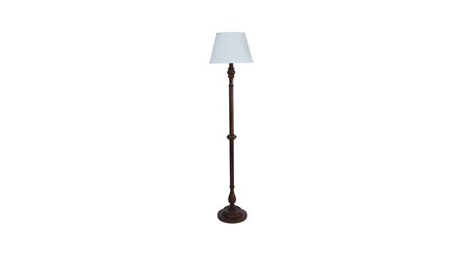 Emily White Fabric Shade Floor Lamp With White Mango Wood Base (White) by Urban Ladder - Design 1 Side View - 605889