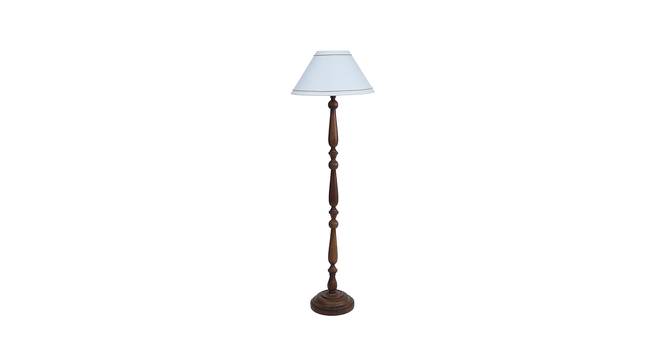Amber White Fabric Shade Floor Lamp With White Mango Wood Base (White) by Urban Ladder - Design 1 Side View - 605890