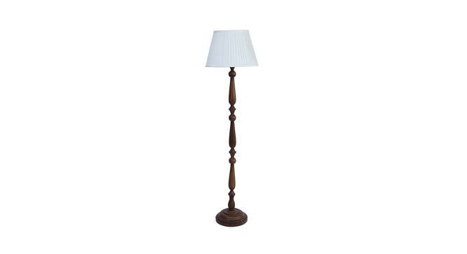 Amie White Fabric Shade Floor Lamp With White Mango Wood Base (White) by Urban Ladder - Design 1 Side View - 605891
