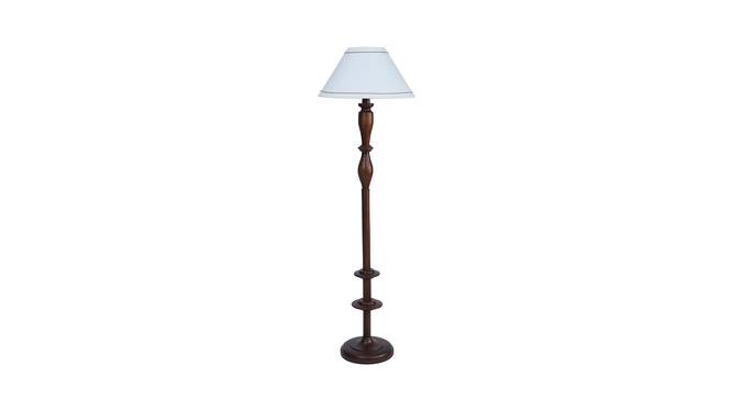 Amos White Fabric Shade Floor Lamp With White Mango Wood Base (White) by Urban Ladder - Design 1 Side View - 605893