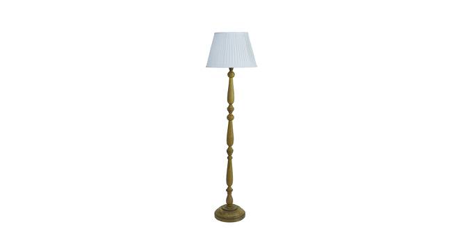 Alfie White Fabric Shade Floor Lamp With White Mango Wood Base (White) by Urban Ladder - Design 1 Side View - 605948
