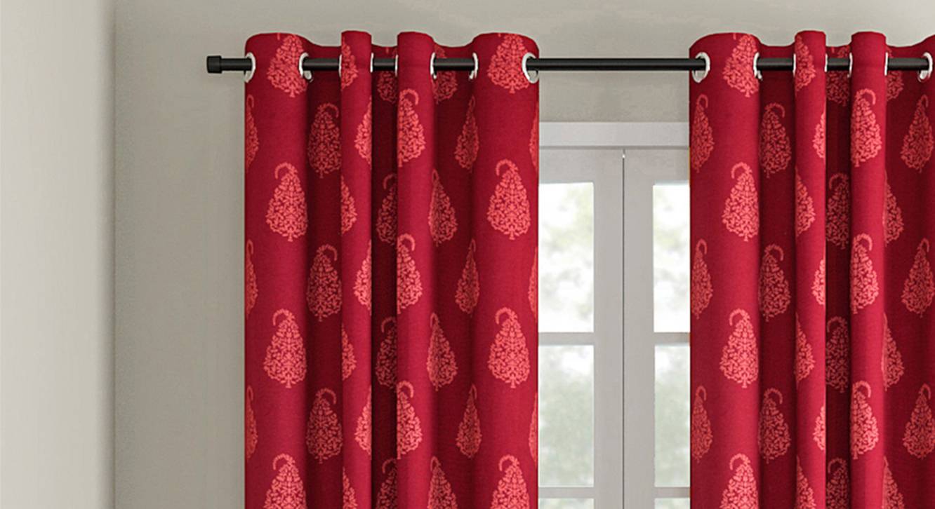 Maroon Cotton Room Darkening Window Curtain Urban Ladder