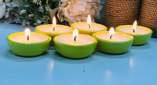 Jamie Sweet Pea Jasmine  Scented Candles Set of 6 (Yellow) by Urban Ladder - Front View Design 1 - 607098