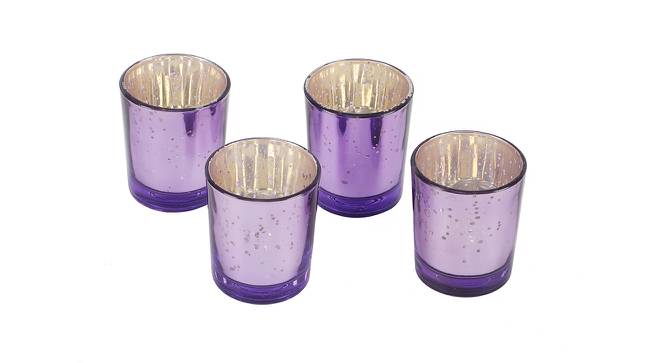 Edison Purple Glass Tealight Holders -  Set Of 4 (Purple) by Urban Ladder - Front View Design 1 - 607248