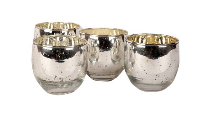 Elvis Silver Glass Tealight Holders -  Set Of 4 (Silver) by Urban Ladder - Design 1 Side View - 607276