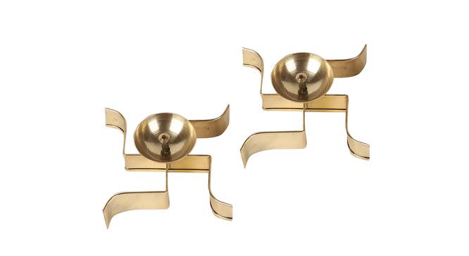 Greer Gold Metal Tealight Holders -  Set Of 2 (Gold) by Urban Ladder - Design 1 Side View - 607281