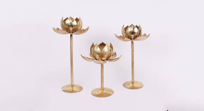 Otto Gold Metal Tealight Holders -  Set Of 3 (Gold) by Urban Ladder - Front View Design 1 - 607355