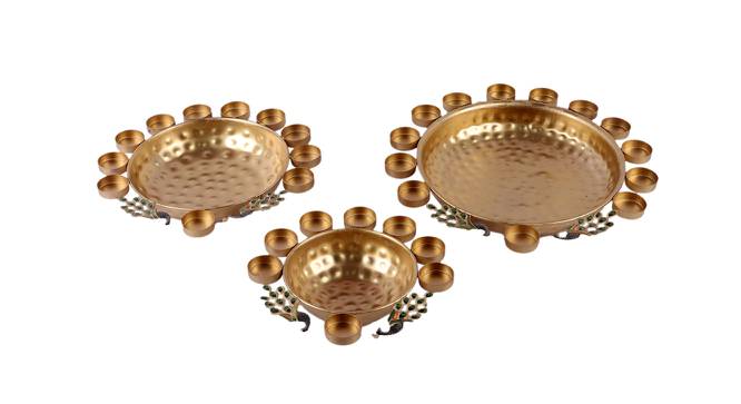 Tennyson Gold Metal Tealight Holders -  Set Of 3 (Gold) by Urban Ladder - Front View Design 1 - 607361