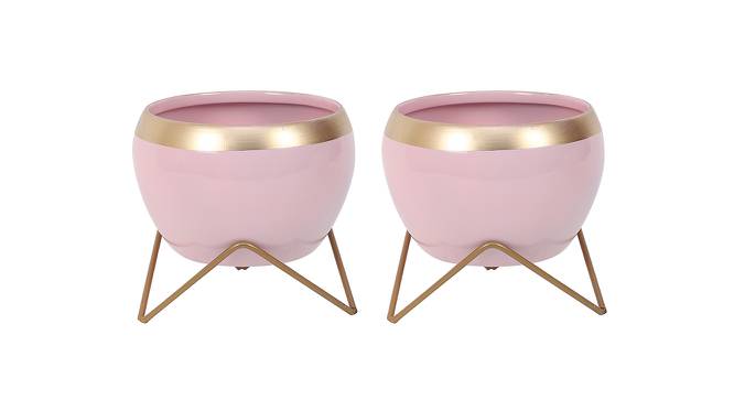 Dallas Pink Metal Planter Stands - Set Of 2 (Pink) by Urban Ladder - Front View Design 1 - 607581