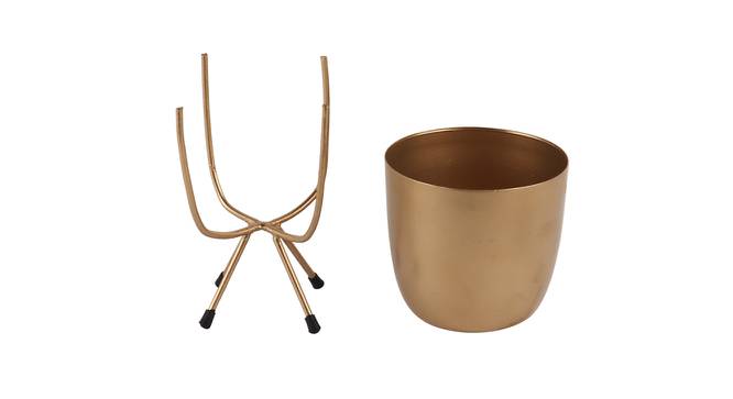 Kai Gold Metal Planter Stands - Set Of 2 (Gold) by Urban Ladder - Design 1 Side View - 607631