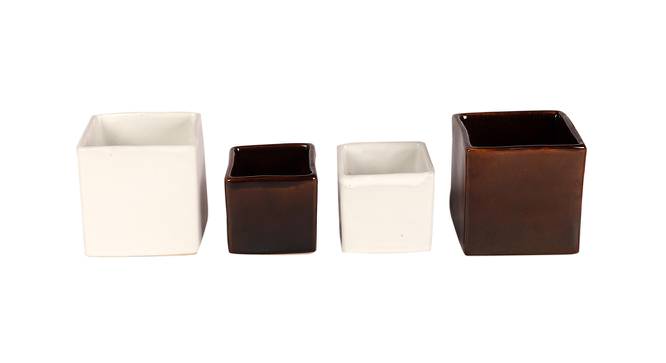 Max White Ceramic Planter Stands - Set Of 4 (White) by Urban Ladder - Design 1 Side View - 607636
