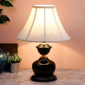 Aron Off White Fabric Shade Table Lamp with Black Iron Base-image-26