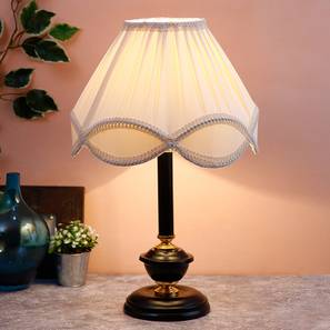 Trace Off White Fabric Shade Table Lamp with Black Iron Base-image-30