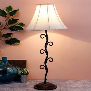 Kace Off White Fabric Shade Table Lamp with Black Iron Base-image-2