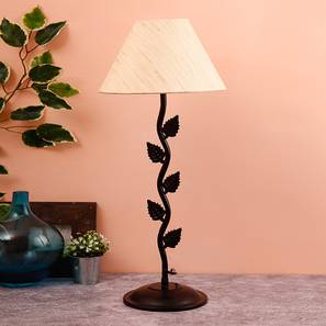 devansh Enoch Off White Fabric Shade Table Lamp with Black Iron Base-picture-20