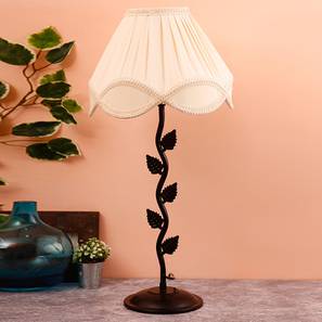 devansh Salem Off White Fabric Shade Table Lamp with Black Iron Base-picture-20