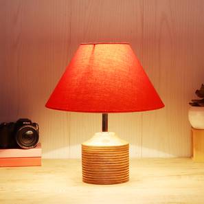 Jean Orange Fabric Shade Table Lamp with Natural Wooden Base-image-32