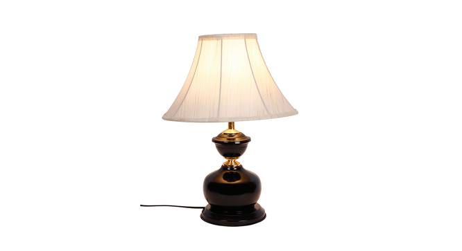 Aron Off White Fabric Shade Table Lamp with Black  Iron  Base (Off White) by Urban Ladder - Front View Design 1 - 609782