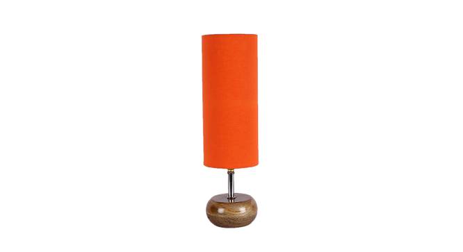 Maryse Orange Fabric Shade Table Lamp with Natural  Wooden Base (Orange) by Urban Ladder - Front View Design 1 - 609815