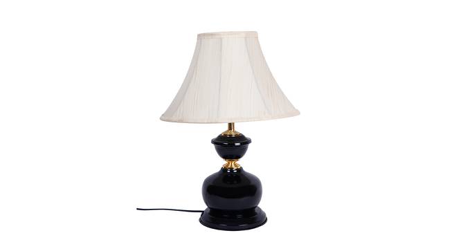 Aron Off White Fabric Shade Table Lamp with Black  Iron  Base (Off White) by Urban Ladder - Design 1 Side View - 609839