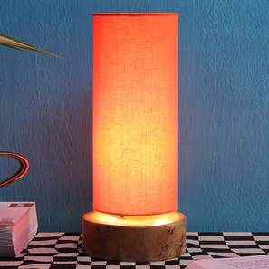 Flint Orange Fabric Shade Table Lamp with Natural Wooden Base-image-20