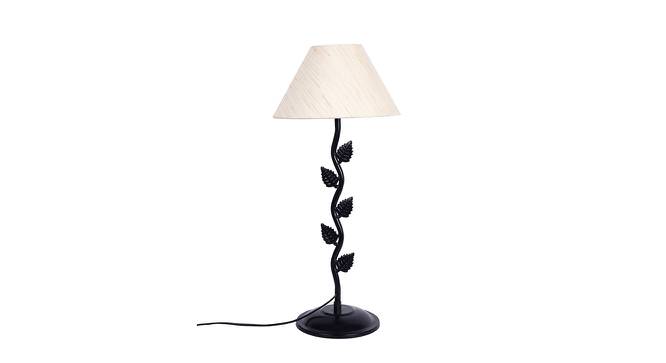 Enoch Off White Fabric Shade Table Lamp with Black  Iron  Base (Off White) by Urban Ladder - Design 1 Side View - 609852