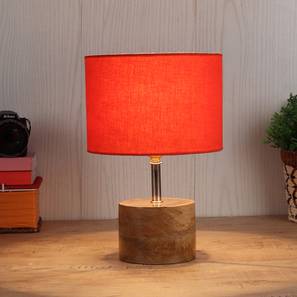 Wainwright Orange Fabric Shade Table Lamp with Natural Wooden Base-image-19