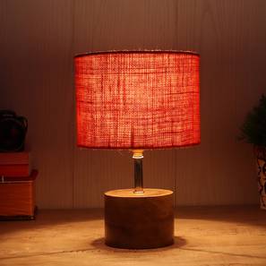 devansh Amy Orange Natural Fiber Shade Table Lamp with Natural Wooden Base-picture-10