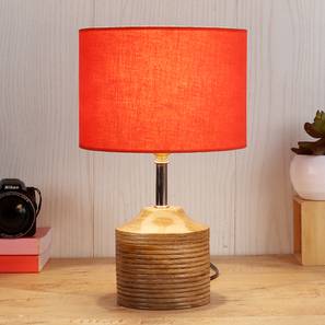 devansh Doris Orange Fabric Shade Table Lamp with Natural Wooden Base-picture-15