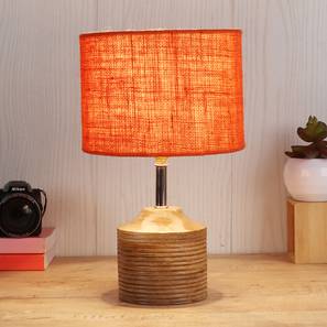 devansh Grace Orange Natural Fiber Shade Table Lamp with Natural Wooden Base-picture-20