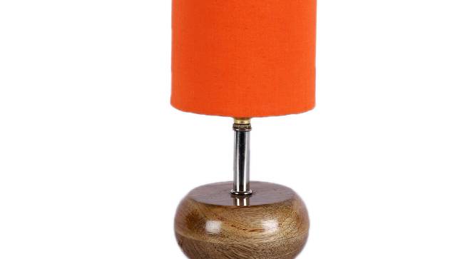 Maryse Orange Fabric Shade Table Lamp with Natural  Wooden Base (Orange) by Urban Ladder - Design 1 Side View - 609876