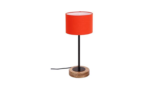 Vance Orange Fabric Shade Table Lamp with Natural  Wood & Iron  Base (Orange) by Urban Ladder - Front View Design 1 - 609890